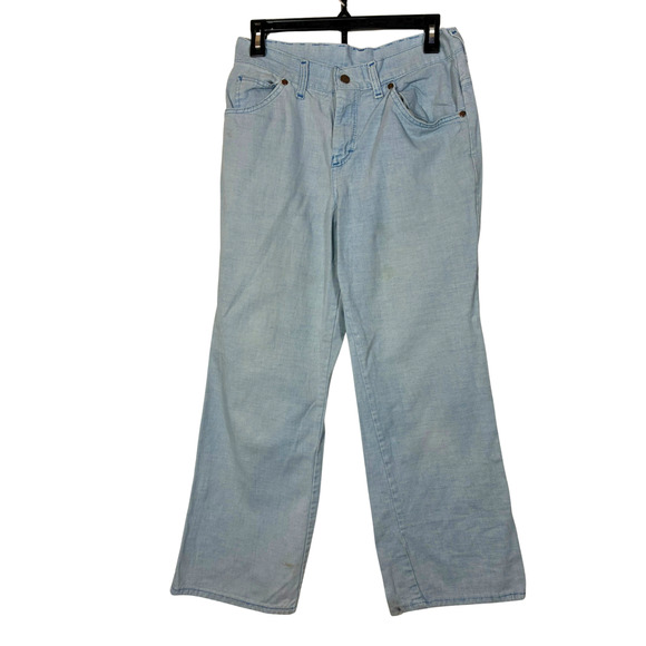 Blue Jeans Sears Junior Jr Bazaar Embroidered Pocket Farm Apple Wide Leg Light S - Picture 2 of 16